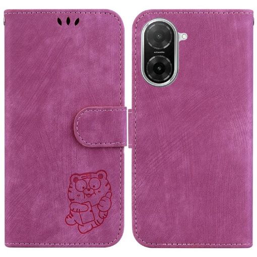 Redmi A5 4G Little Tiger Embossed Leather Case - Rose Red - 1