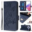 Xiaomi Civi 5 Pro 5G Dark Blue Embossed Rose RFID Leather Case - 1