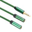 3m Green 3.5mm Male to Dual Audio & Microphone Adapter Cable - 1