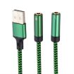USB-A to Dual 3.5mm Audio Adapter Cable, 1m, Green - 2