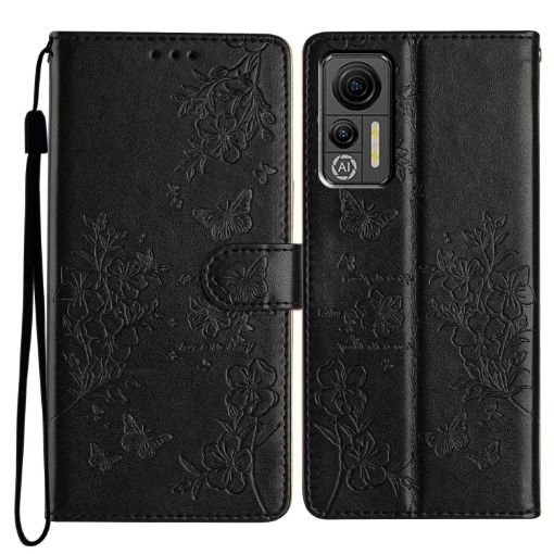 Ulefone Note 14 Black Leather Case - Butterflies & Flowers Design - 1
