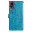Ulefone Note 14 Blue Leather Phone Case - Butterflies & Flowers Design - 3