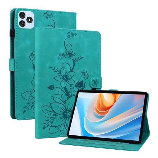 itel VistaTab 30 Green Lily Embossed Leather Tablet Case - 1