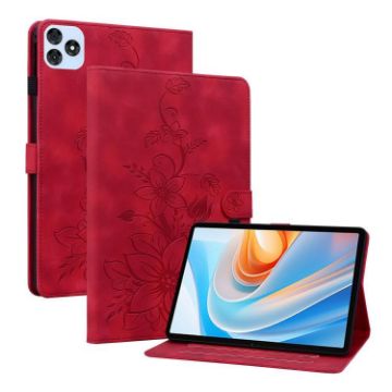 itel VistaTab 30 Red Lily Embossed Leather Tablet Case - 1