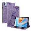 itel VistaTab 30 Purple Butterfly Flower Embossed Leather Tablet Case - 1