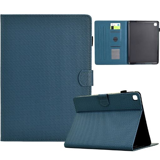 Samsung Galaxy Tab A7 10.4 2020 Leather Case, Royal Blue Fiber Texture - 1