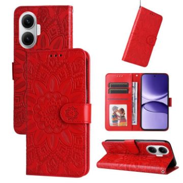 Redmi Turbo 4 Pro/Poco F7 Sunflower Embossed Leather Case (Red) - 1