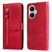 Redmi Turbo 4 Pro/Poco F7 Calf Texture Zipper Leather Case (Red) - 1
