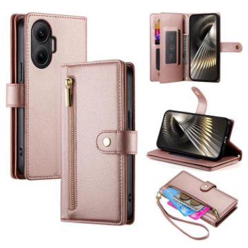 Redmi Turbo 4 Pro/Poco F7 Pink Leather Wallet Case with 9 Card Slots - 1