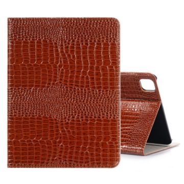 iPad Pro 13 2024 Brown Crocodile Texture Leather Tablet Case - 1