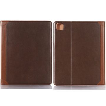 iPad Pro 13 2024 Leather Case - Book Style Stitching (Coffee) - 1