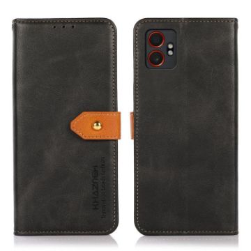 Samsung Galaxy XCover7 Pro KHAZNEH Dual-Color Leather Flip Case Black - 1