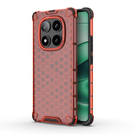 Red Honeycomb Shockproof Phone Case for Redmi Note 14 Pro 5G - 1