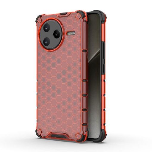 Red Honeycomb Shockproof Phone Case for Redmi K80 Pro/POCO F7 Ultra - 1