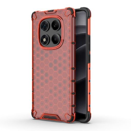 Red Honeycomb Shockproof Phone Case for Redmi Note 14 Pro 4G - 1