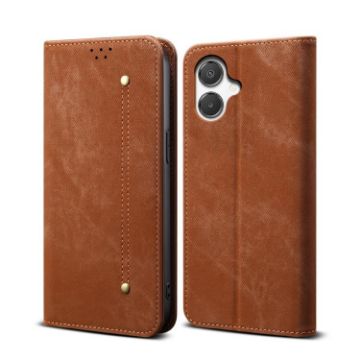 Samsung Galaxy A07 4G Brown Denim Texture Flip Leather Case - 1