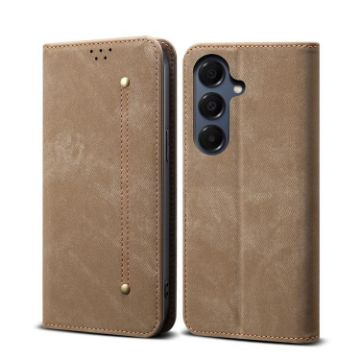 Samsung Galaxy A17 5G Khaki Denim Texture Flip Leather Case - 1