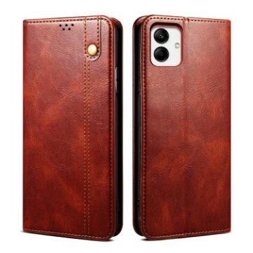 Samsung Galaxy A07 4G Brown Leather Phone Case - Oil Wax Crazy Horse Texture - 1