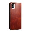 Samsung Galaxy A07 4G Brown Leather Phone Case - Oil Wax Crazy Horse Texture - 3