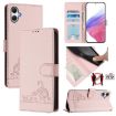 Samsung Galaxy A07 4G Pink Cat Rat Embossed RFID Leather Case with Lanyard - 1