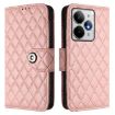 Realme Neo7 Turbo 5G Coral Pink Rhombic Texture Flip Leather Case - 2