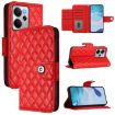 Realme 14 5G/P3 5G India Red Rhombic Flip Leather Case with Lanyard - 1