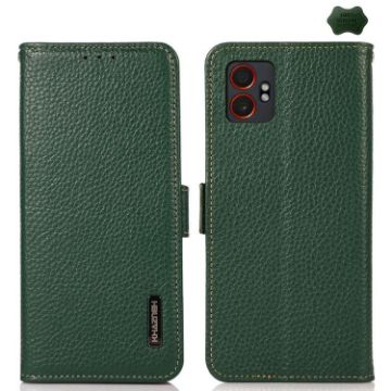 Samsung Galaxy XCover7 Pro Green Leather RFID Phone Case by KHAZNEH - 1