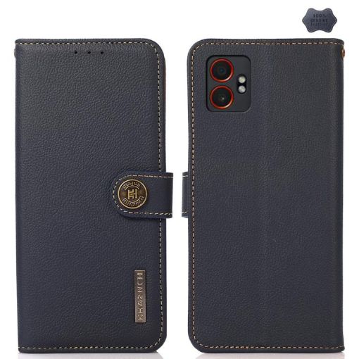 Samsung Galaxy XCover7 Pro KHAZNEH Leather RFID Case - Blue - 1