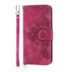 Redmi Turbo 4 Pro/Poco F7 Wine Red Floral Embossed Leather Wallet Case - 2
