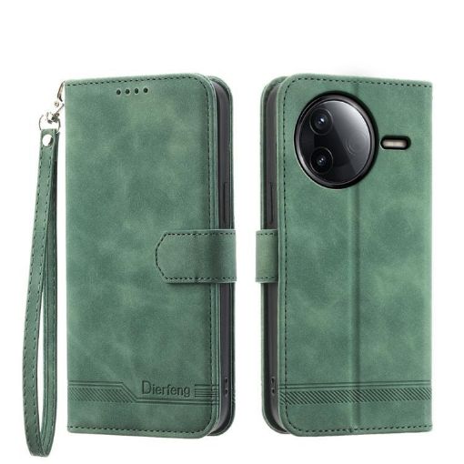 Redmi K80/K80 Pro Green TPU Hybrid PU Leather Phone Case - Dierfeng - 1