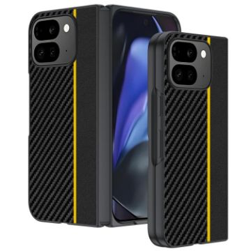 Google Pixel 10 Pro Fold Carbon Fiber Texture Phone Case - Black Yellow - 1