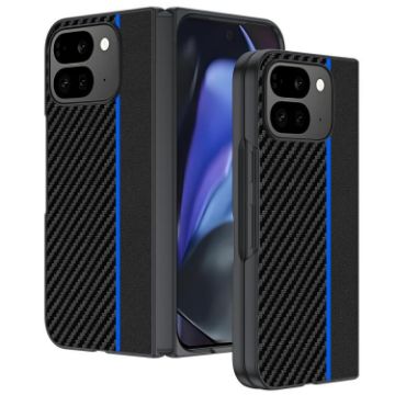 Google Pixel 10 Pro Fold Carbon Fiber Texture Phone Case (Black Blue) - 1