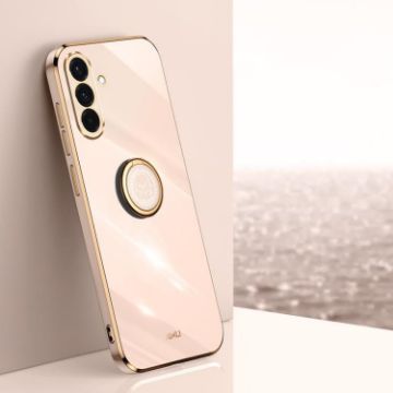 Samsung Galaxy A56 5G Pink 6D Electroplate TPU Case with Ring Holder - 1