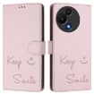 TCL 605/60 SE Pink RFID Leather Phone Case - Smile Embossing - 2