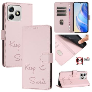 Ulefone Note 18 Ultra 5G Pink RFID Leather Phone Case - Smile Embossing - 1