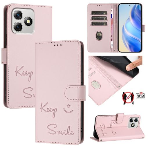 Ulefone Note 18 Ultra 5G Pink RFID Leather Phone Case - Smile Embossing - 1