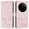 Xiaomi 14 Ultra Pink RFID Leather Phone Case - Smile Embossing - 3