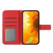 Redmi 14C 4G Sunflower Embossed Flip Leather Case with Lanyard Red - 3