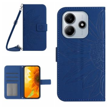 Redmi Note 14 5G Sunflower Embossed Flip Leather Case with Lanyard - 1