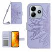 Redmi Note 14 5G Sun Flower Embossed Flip Leather Case with Lanyard - 1