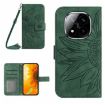Redmi Note 14 Pro 4G Sun Flower Embossed Flip Leather Case Green - 1