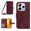 Redmi Note 14 4G EU Sunflower Embossed Flip Leather Case Wine Red - 1