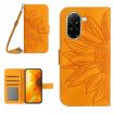 Redmi A5/Poco C71 Yellow Sunflower Embossed Flip Leather Case with Lanyard - 1