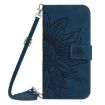 Redmi A5 4G Sunflower Embossed Flip Leather Case with Lanyard, Blue - 2