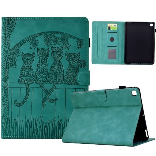 Samsung Galaxy Tab S5e/T720 Cats Embossed Leather Case - Light Blue - 1