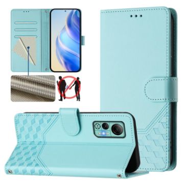 Ulefone Note 14 Mint Green RFID Leather Phone Case Honeycomb Design - 1