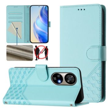 Ulefone Note 17 Pro Mint Green RFID Leather Phone Case - Honeycomb Design - 1