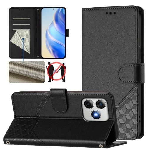 Ulefone Note 18 Ultra Black RFID Leather Phone Case Honeycomb Design - 1