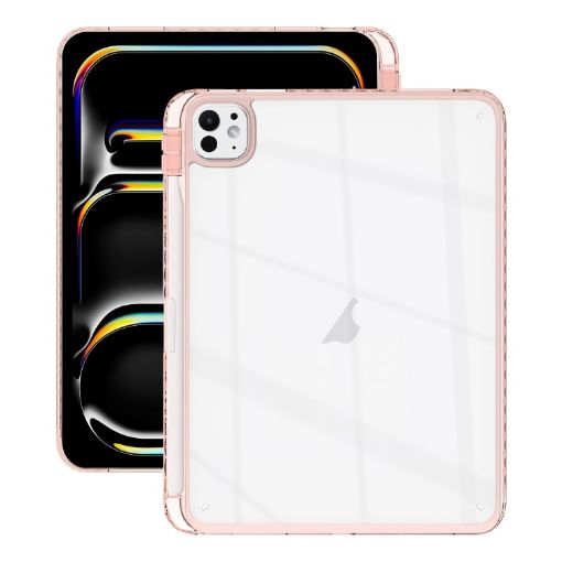 iPad Pro 13 2024 Pink Acrylic Hybrid TPU Case with Pen Slot - 1