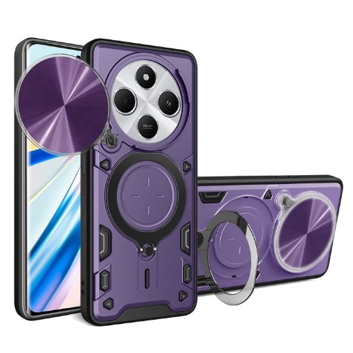 Redmi 14C 4G CD Texture Camshield Magnetic Holder Case Purple - 1